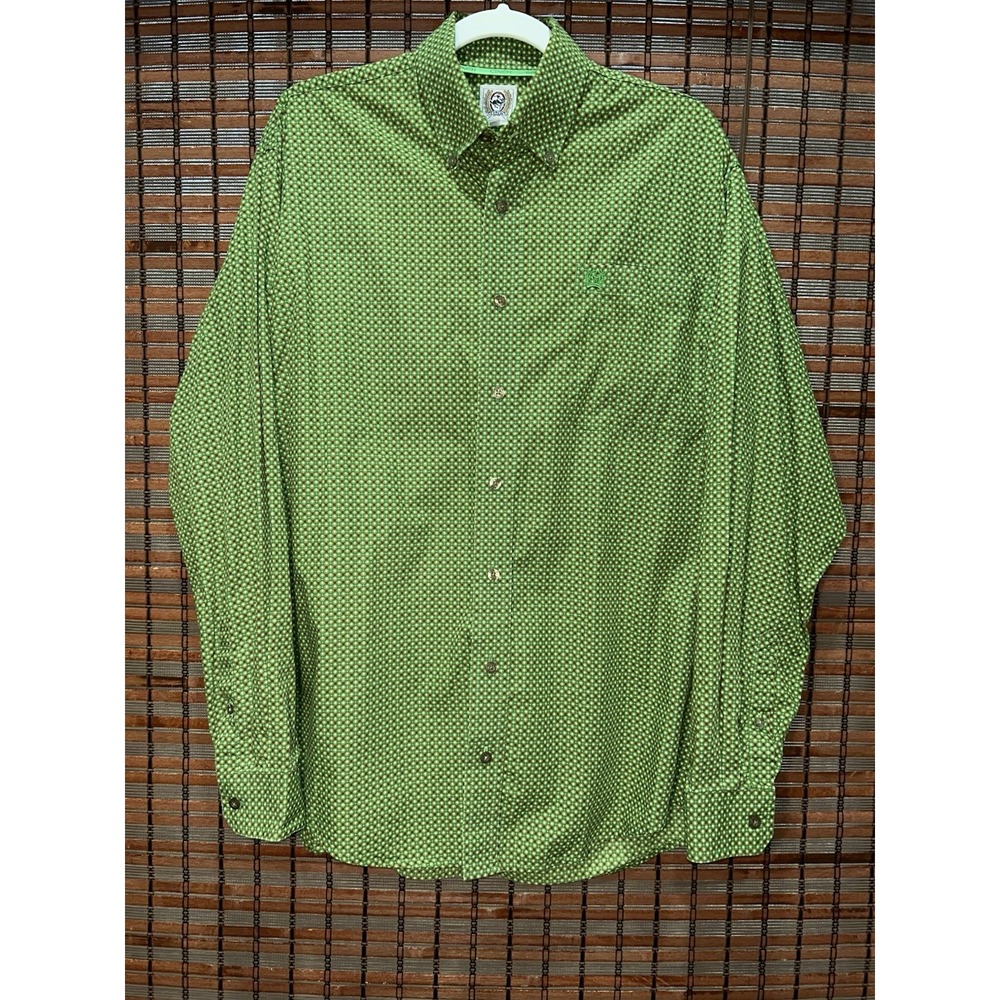 Cinch Men Button Down Shirt Long Sleeve Front‎ Pocket Size Small Green EUC